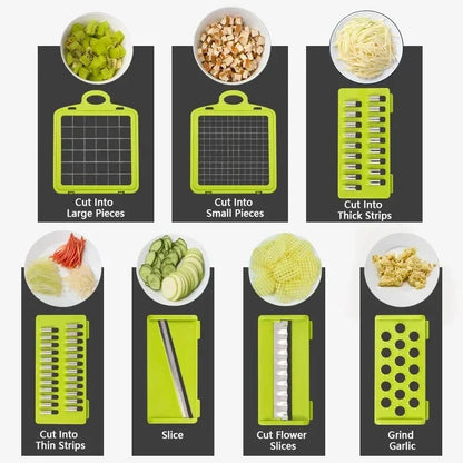 14/16 in 1 Multifunctional Vegetable Chopper Handle Food Grate Food Chopper Vegetable Slicer Dicer Cut Kitchen Items Cocina