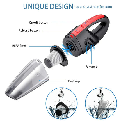 Portable Wireless Vacuum Cleaner Powerful Suction Rechargeable Handheld Vacuum Cleaner Quick Charge for Car Home Pet Hair