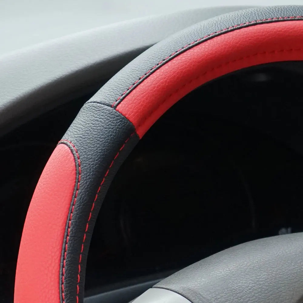 Blue/Red/Gray Anti-Slip Leather Car Steering Wheel Cover for 37-38.5CM Universal Car Steering Wheel Protective Cover