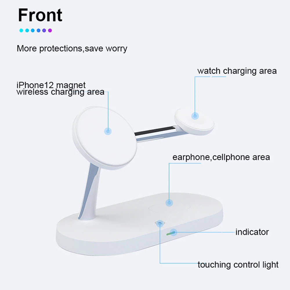 5 in 1 Magnetic Wireless Chargers Stand for Iphone 13 14 Charger Dock Station for Airpods Pro Wireless Charger with Night Light