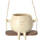 Swing Face Planter Pot Cute Smiling Face Resin Flower Pot Swing Succulent Flower Planter Wall Hanging Flower Pot Garden Supplies