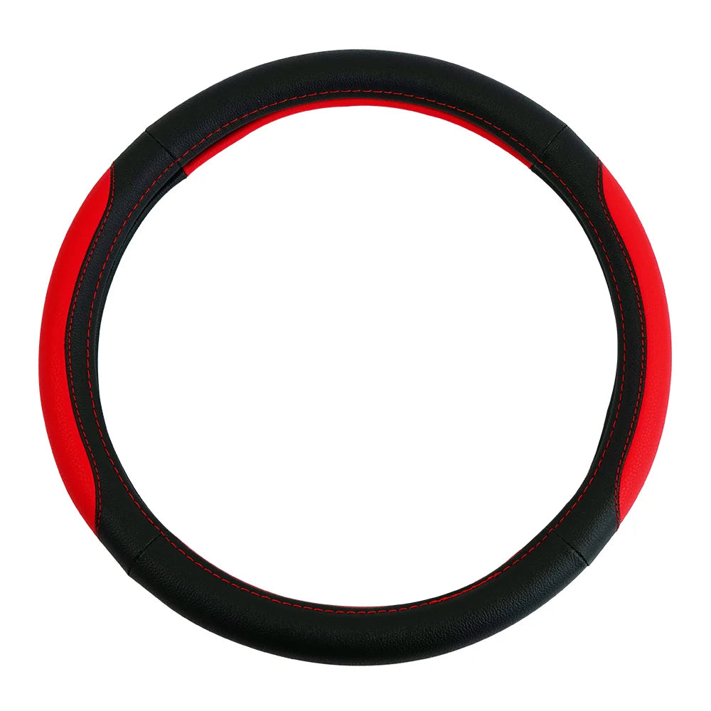 Blue/Red/Gray Anti-Slip Leather Car Steering Wheel Cover for 37-38.5CM Universal Car Steering Wheel Protective Cover