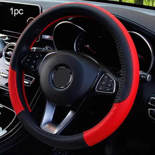 Universal Car Steering Wheel Cover for 37-38Cm Steer Wheel Faux Leather Breathable Car Wheel Cover Interior Auto Accessories