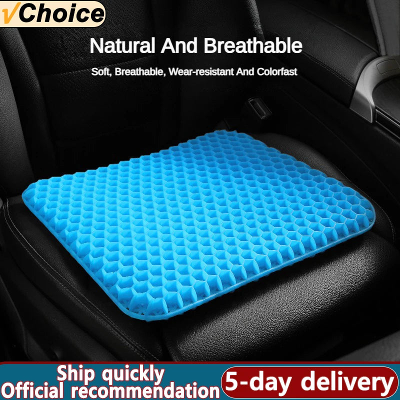 Car Gel Cooling Seat Cushion 3D Honeycomb Cool and Breathable Cool Ice Silk Car Home Office Chair Cushion Car Accessories